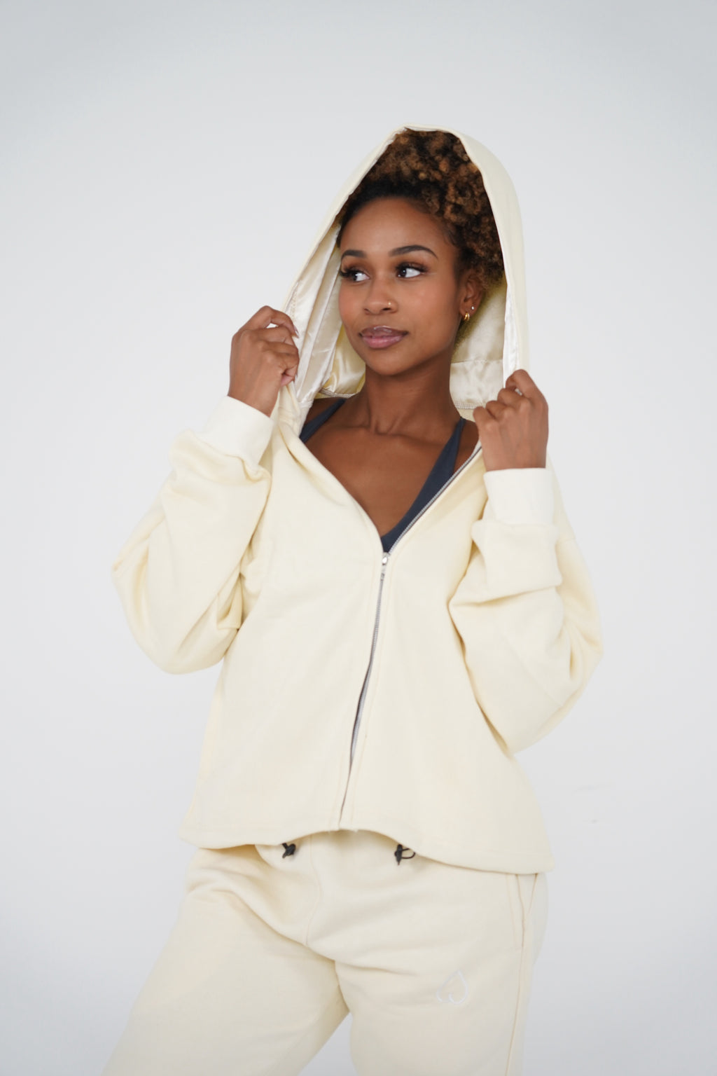 Satin-Lined Oversized Hoodie
