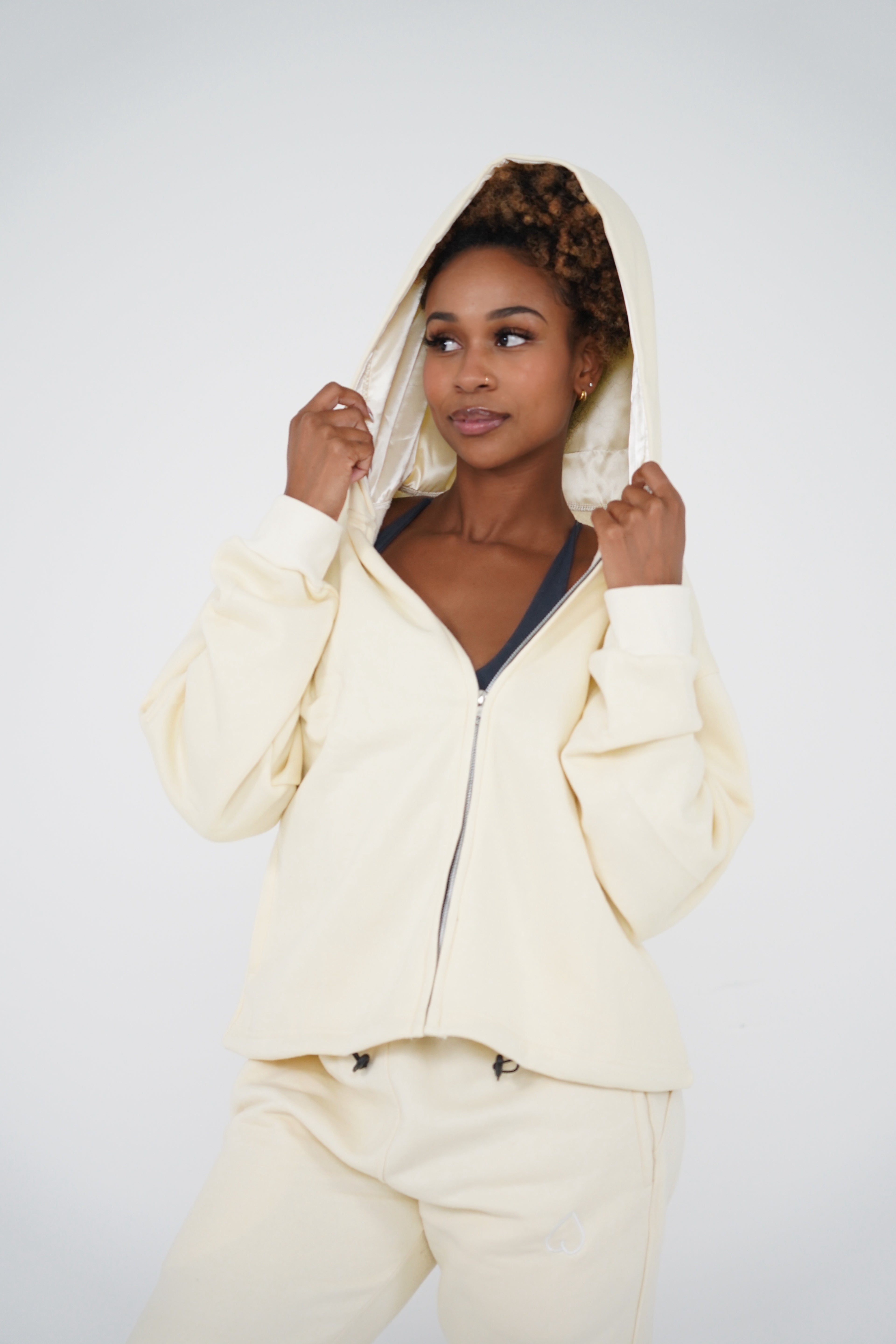 Satin-Lined Oversized Hoodie